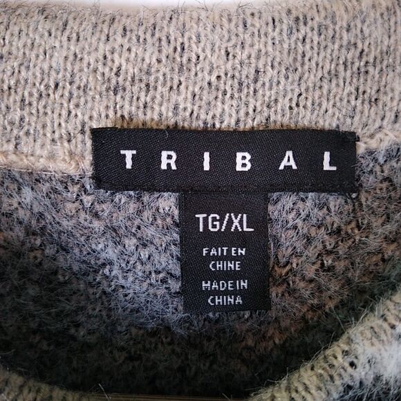 TRIBAL Leopard Print Sweater Mock Neck Pullover Long Sleeve Soft 3D Texture XL - Picture 5 of 8